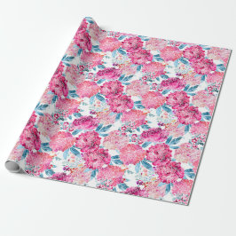 Papel De Presente Presente de Padrão Floral Rosa-Chic Elegante