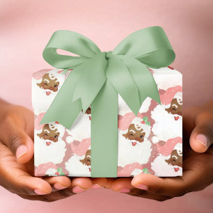 Papel De Presente Presente de Papais noeis Pretos Vintage, Retros Ro