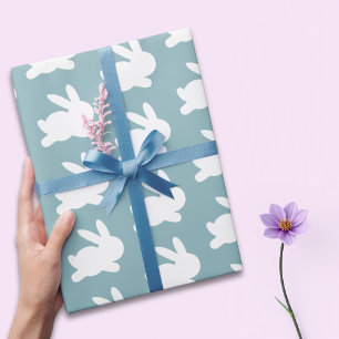 Papel De Presente Presente de Páscoa do Teal e do Rabbit Branco