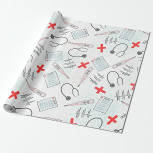 Papel De Presente Presente de Símbolos Vermelhos Azuis