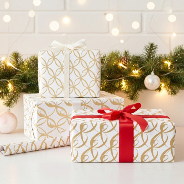 Papel De Presente Presente de união de Casal de casamento Dourado e  (Criador carregado)