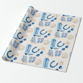 Papel De Presente Presente de Vaqueira Costeira Azul