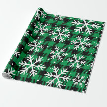 Presente de Xadrez Verde Festivo com Floco de Neve