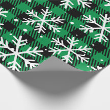 Presente de Xadrez Verde Festivo com Floco de Neve