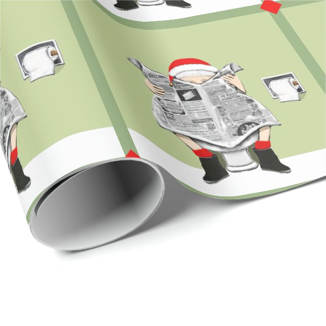 Papel De Presente Presente Engraçado de Elefante Branco de Natal (Ponta do rolo)