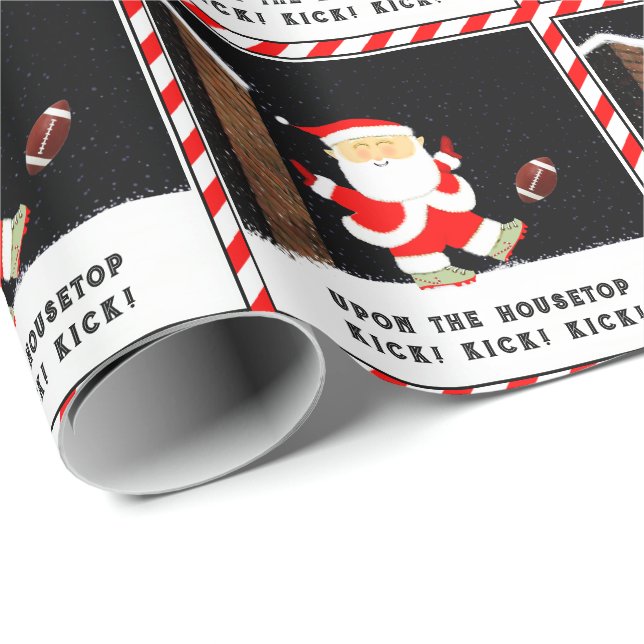 Papel De Presente Presente engraçado de futebol de Natal (Ponta do rolo)