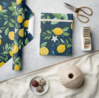 Papel De Presente Presente Flor de Limão à Meia-Noite