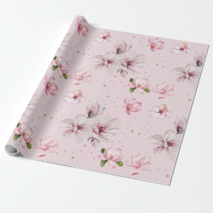 Papel De Presente Presente Floral Água Rosa Bege Madalena