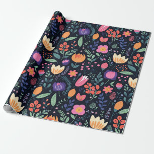 Papel De Presente Presente Floral Caprichoso Estilo Boho Ousado Retr