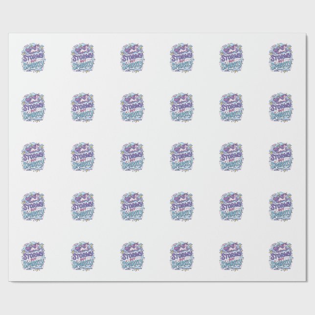 Papel De Presente Presente Fofo Unicórnio Tempestuoso porém Brilhant (Aberto)