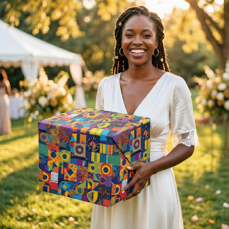 Papel De Presente Presente Geométrico Abstrato Africano Americano em