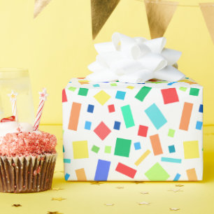 Papel De Presente Presente Geométrico de Confetti Colorido Arco-Íris