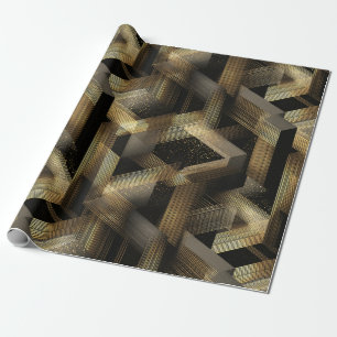Papel De Presente Presente Geométrico do Padrão Clássico Preto e Dou