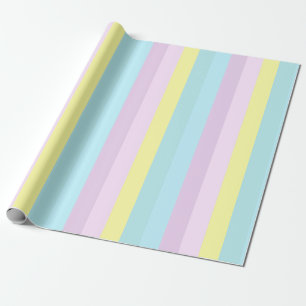 Papel De Presente Presente Listrado Cores Pastéis Amarelo Azul Roxo