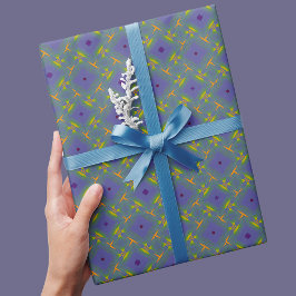 Papel De Presente Presente Moderno Roxo e Verde Fofo para a Mamãe