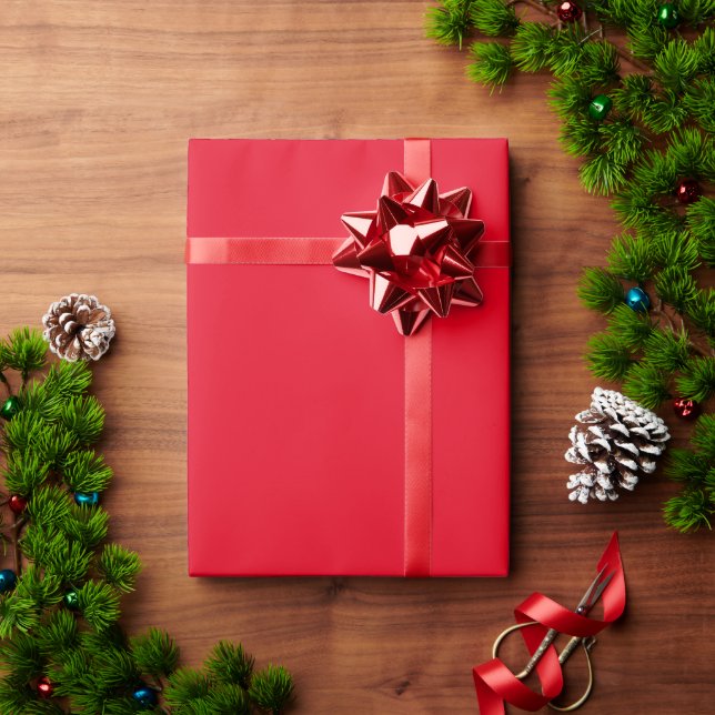 Papel De Presente Presente moderno sólido e puro e vermelho natalíci (Presente de Natal)