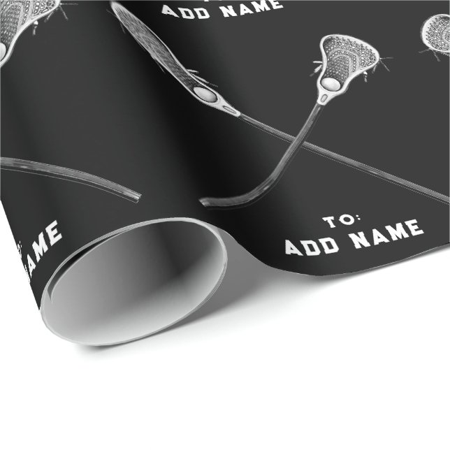 Papel De Presente Presente Negro Esportivo Lacrosse (Ponta do rolo)