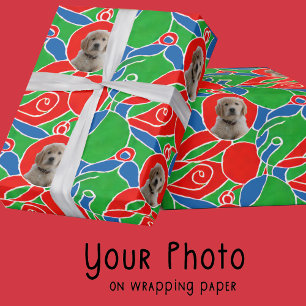 Papel De Presente Presente para Amantes de Cães Natal Azul Vermelho