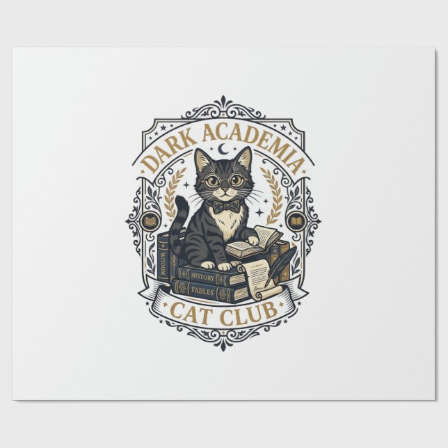 Papel De Presente Presente para Pai de Gato da Dark Academia - Dark  (Aberto)