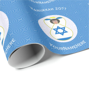 Papel De Presente Presente Personalizado Anjo do Hanukkah Bandeira I