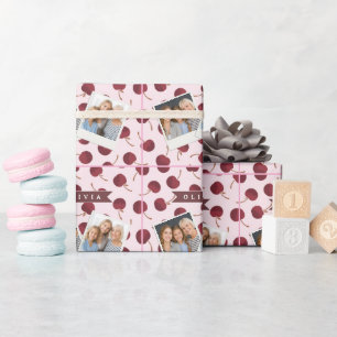 Papel De Presente Presente Personalizado com Estampa Cereja Estética