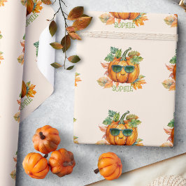 Papel De Presente Presente Personalizado de Abóbora de Outono de Hal