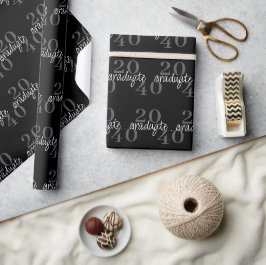 Papel De Presente Presente Personalizado do Ano de Formatura Preto M