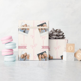 Papel De Presente Presente Personalizado Laço Rosa Nome Elegante Coq