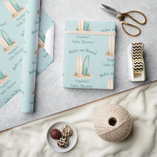 Papel De Presente Presente Personalizado para Chá de Bebê "Bebê a Bo (Artesanato)