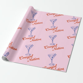 Papel De Presente Presente Rosa de Cowgirl Martini Desenhado à Mão