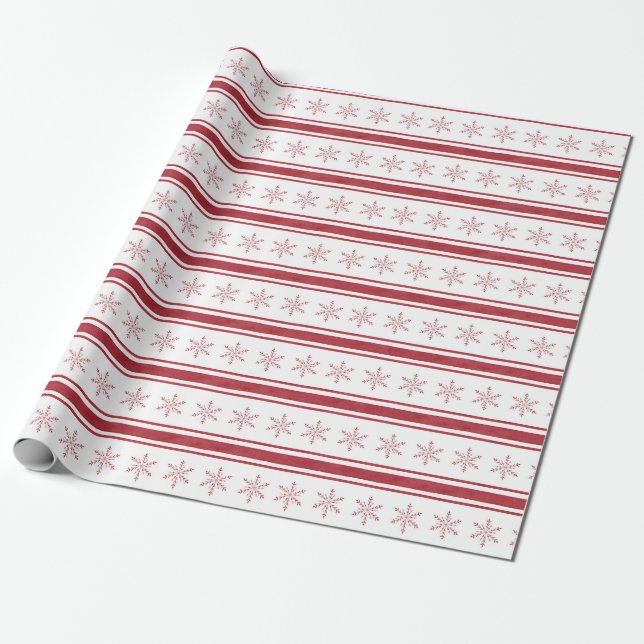 Papel De Presente Presente Rustic Farmhouse Red Ticking Strike Franc (Desenrolado)