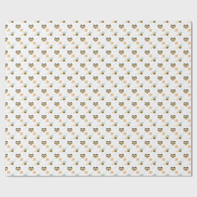Papel De Presente Presente Temático de Abelha Melífera e Apicultor p (Aberto)