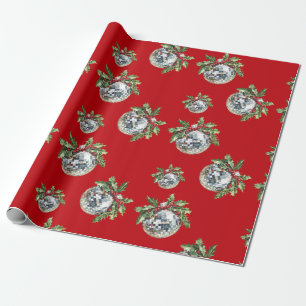 Papel De Presente Presente Vermelho de Natal do Feriado da Bola de D