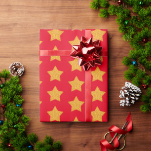 Papel De Presente Presente Vermelho de Padrão de Folha Glitter Doura