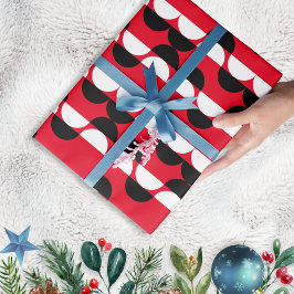 Papel De Presente Presente Vermelho de Padrão Geométrico Moderno do