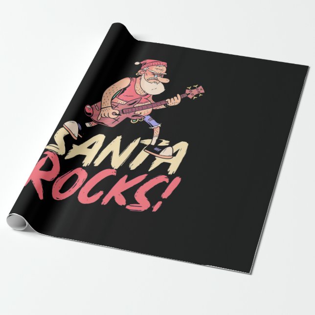 Papel De Presente Presente Xmas | Violão de Rochas Papais noeis (Desenrolado)