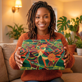 Papel De Presente Presentes Afro-Americanos com Explosão Solar Geomé