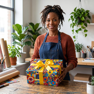 Papel De Presente Presentes Afro-Americanos de Patches Geométricas V