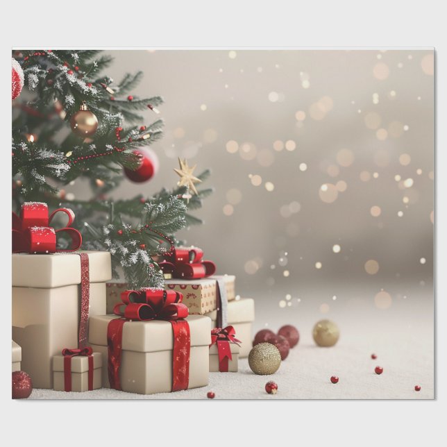 Papel De Presente Presentes da Árvore de Natal Bokeh (Aberto)