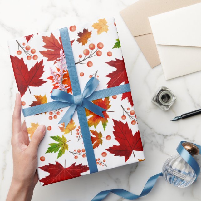 Papel De Presente Presentes de Ação de Graças das Folhas e Berries d (Presentear)