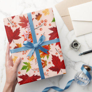 Papel De Presente Presentes de Ação de Graças das Folhas e Berries d