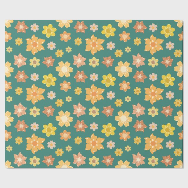Papel De Presente Presentes de Ação de Graças sem Ouro Floral (Barra)