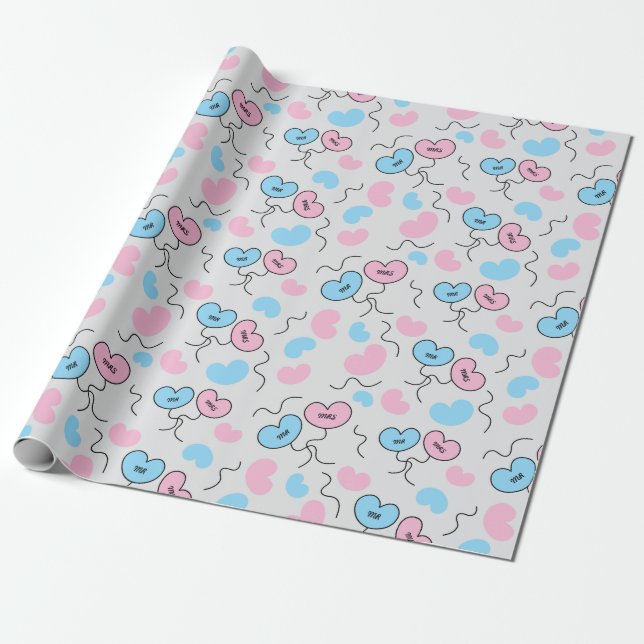 Papel De Presente Presentes de Chuveiro de Noivado de Balões Sr e Sr (Desenrolado)