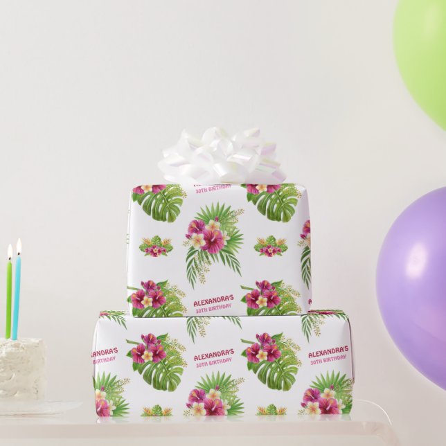 Papel De Presente Presentes de Festa de Aniversário Floral Tropical  (Presentes para festas)
