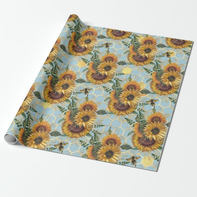 Papel De Presente Presentes de girassol | Brilho Como Girassol (Desenrolado)