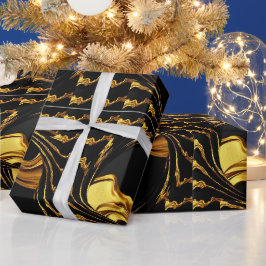 Papel De Presente Presentes de Luxo: Preto Monocromático Ouro Líquid