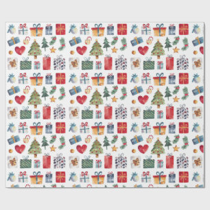 Papel De Presente Presentes de Natal com Aquarela