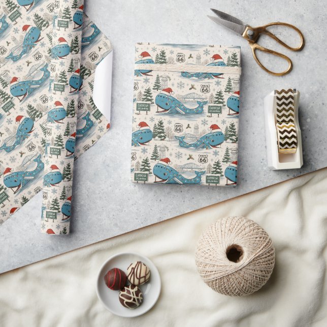 Papel De Presente Presentes de Natal da Baleia Azul de Catoosa (Artesanato)