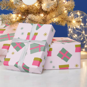 Papel De Presente Presentes de Natal e Flocos de Neve Natal Moderno