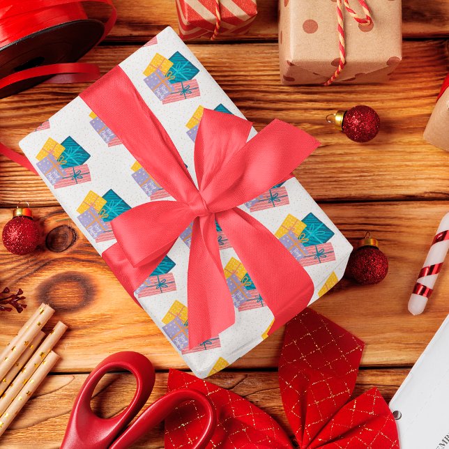 Papel De Presente Presentes de Natal Engraçados Dourados Vermelhos B (Criador carregado)